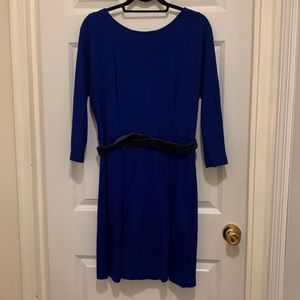 Blue 3/4 sleeve dress with waist sash - Girls from Savoy.